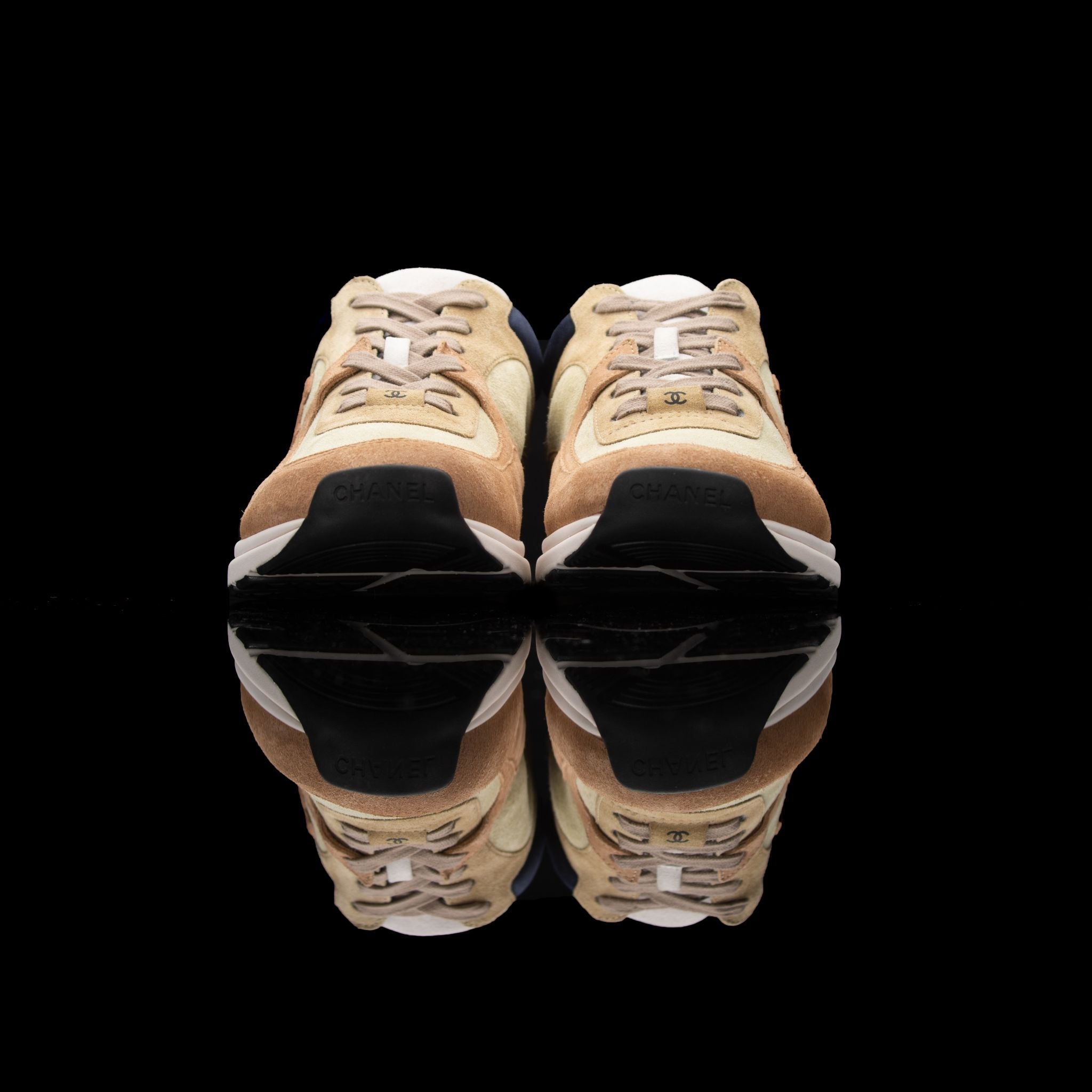 Chanel-CC Sneakers-Pre Order Duration (3-5 Working Days) CC Logo on side Cream, Pink, Navy Suede, Rubber Sole 2018 Release Limited Stock Womens Chanel CC Sneakers Suede is pre-order exclusive. Crafted in pink, cream and navy colour suede fabric. These sne