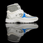 Chanel-CC Sneakers-Pre Order Duration (3-5 Working Days) This item is classed as Women’s CC Logo on side White, Grey, Blue Release: 2018 Limited Release Lambskin Leather & Calf Skin Suede-fabriqe.com