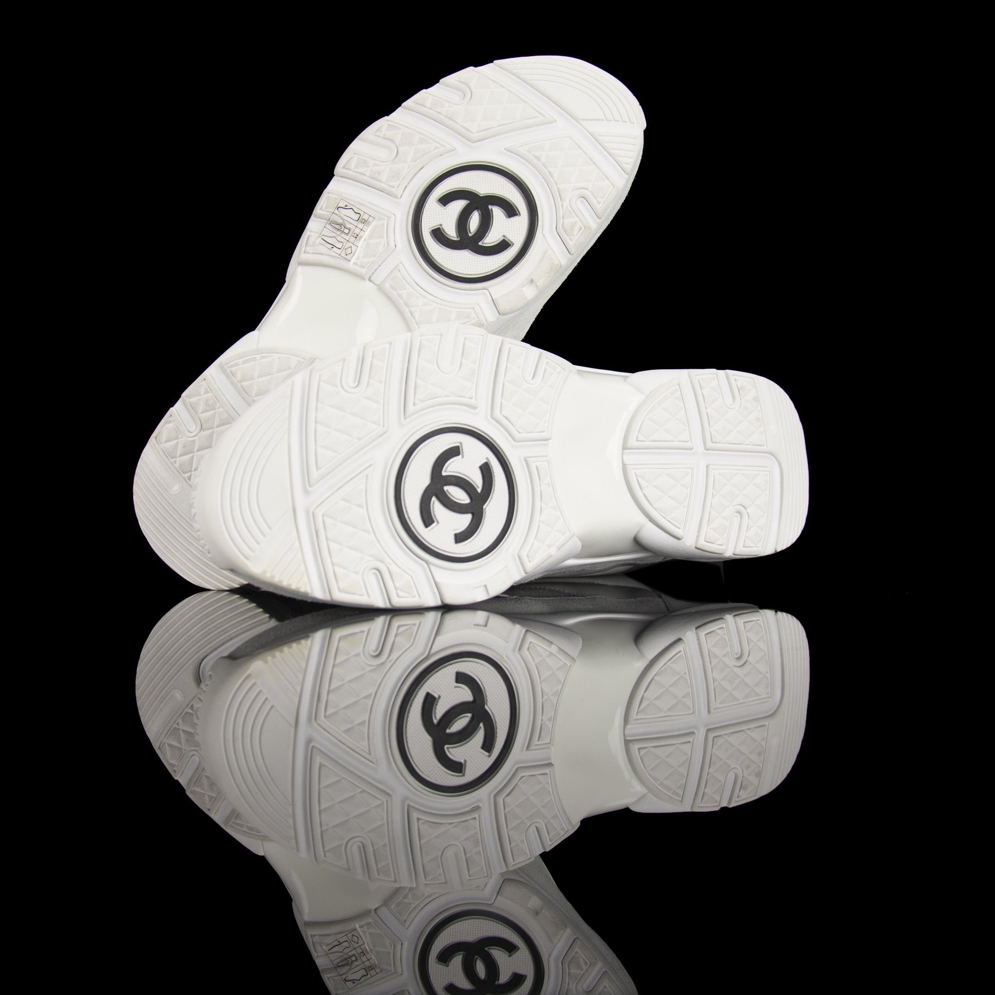 Chanel-CC Sneakers-Pre Order Duration (3-5 Working Days) This item is classed as Women’s CC Logo on side White, Grey, Blue Release: 2018 Limited Release Lambskin Leather & Calf Skin Suede-fabriqe.com