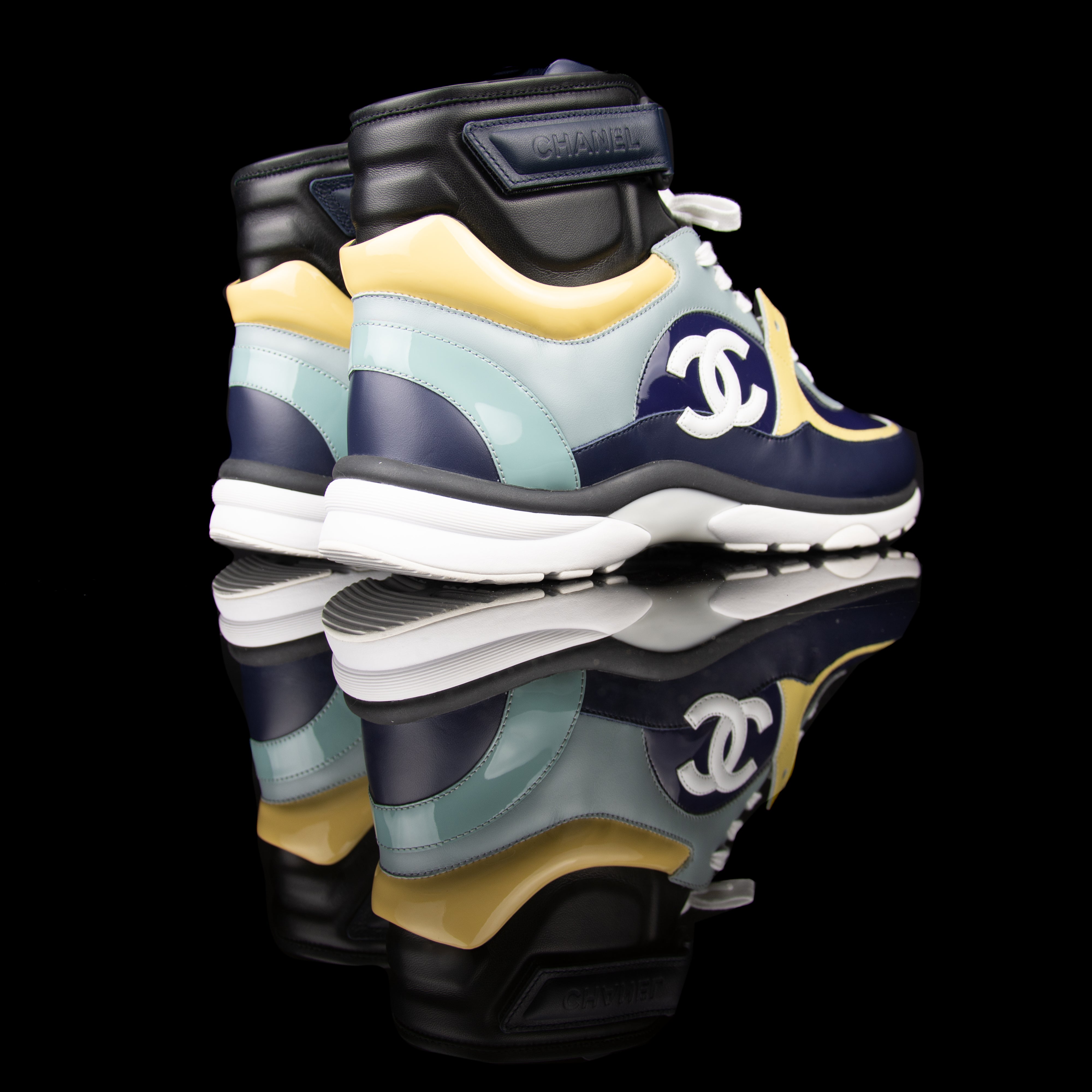 Chanel-CC Sneakers-Pre Order Duration (3-5 Working Days) CC Logo on side Multi Patent, Blue Teal, Yellow Leather Patent Rubber Sole 2019 Release Limited Stock Chanel CCs crafted in leather and patent fabric sports CC branding on the side. Composed in leather with the patent finish and platformed on rubber sole. Also, the colour of sky blue, navy blue and cream is sure to grab the spotlight!-fabriqe.com
