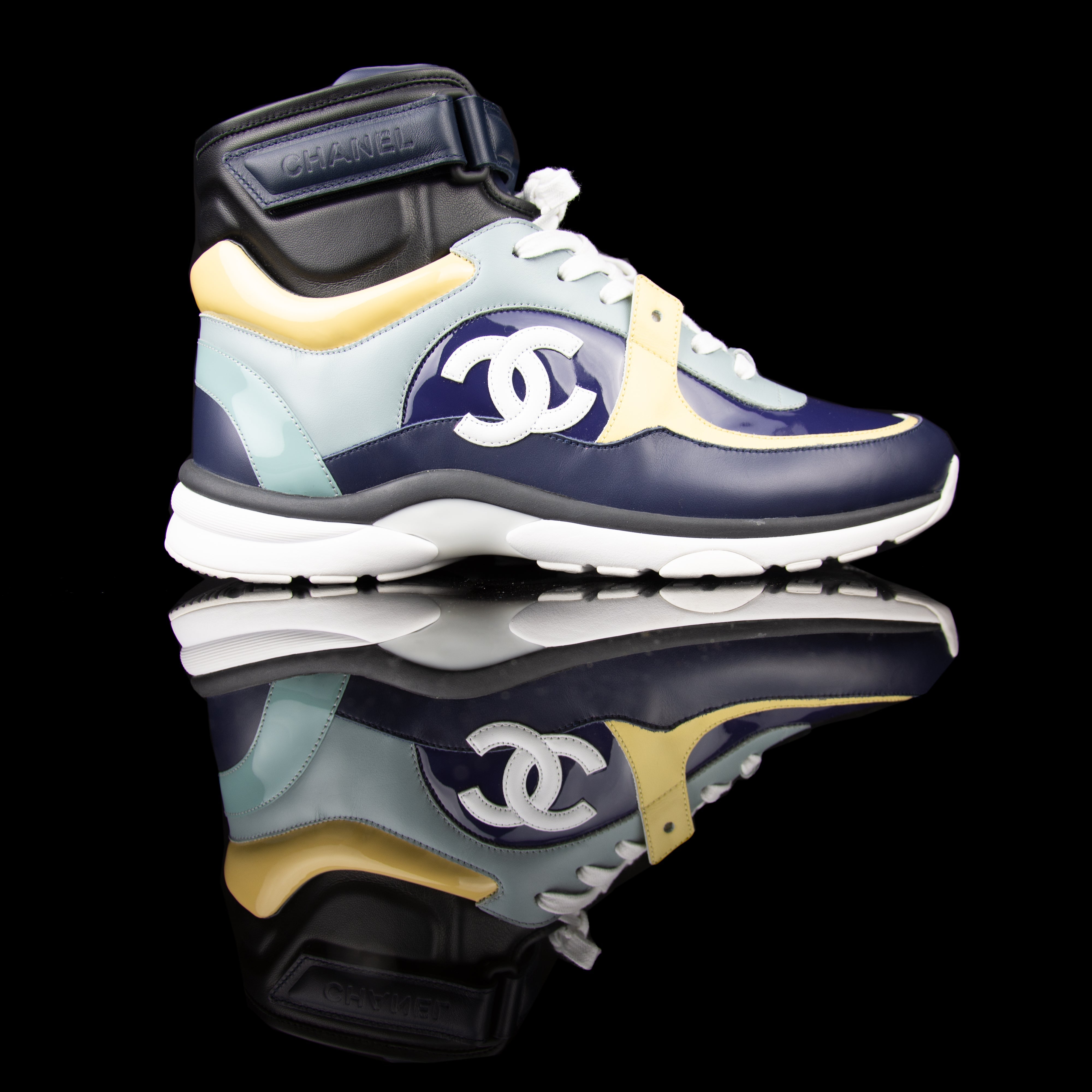Chanel-CC Sneakers-Pre Order Duration (3-5 Working Days) CC Logo on side Multi Patent, Blue Teal, Yellow Leather Patent Rubber Sole 2019 Release Limited Stock Chanel CCs crafted in leather and patent fabric sports CC branding on the side. Composed in leather with the patent finish and platformed on rubber sole. Also, the colour of sky blue, navy blue and cream is sure to grab the spotlight!-fabriqe.com