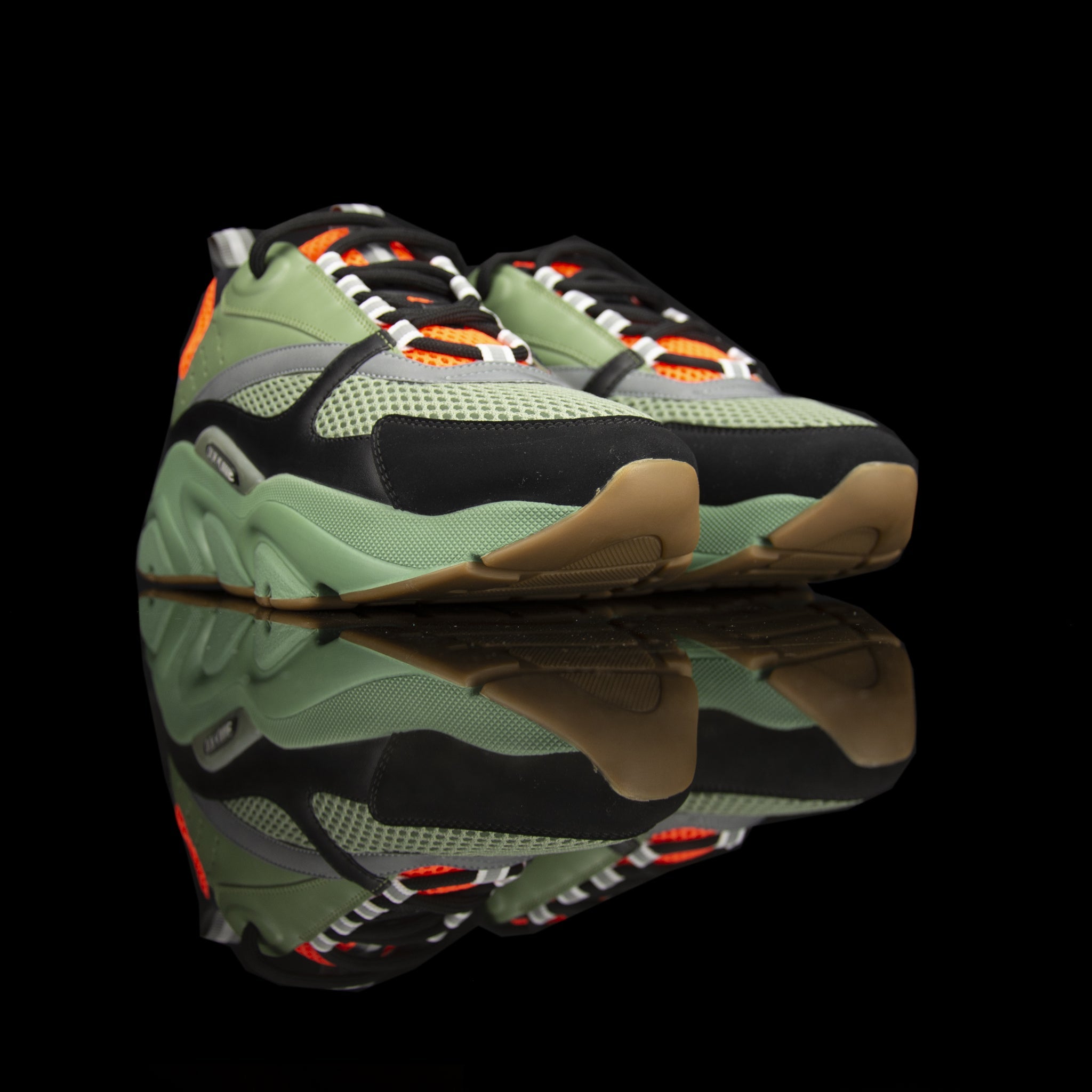 Dior Homme-B22 Sneakers-Khaki Green technical knit and black calfskin Black cotton laces Black nylon lining Khaki Green pull tab Toffee rubber sole, textured “Dior Homme” logo “Welded” construction-fabriqe.com