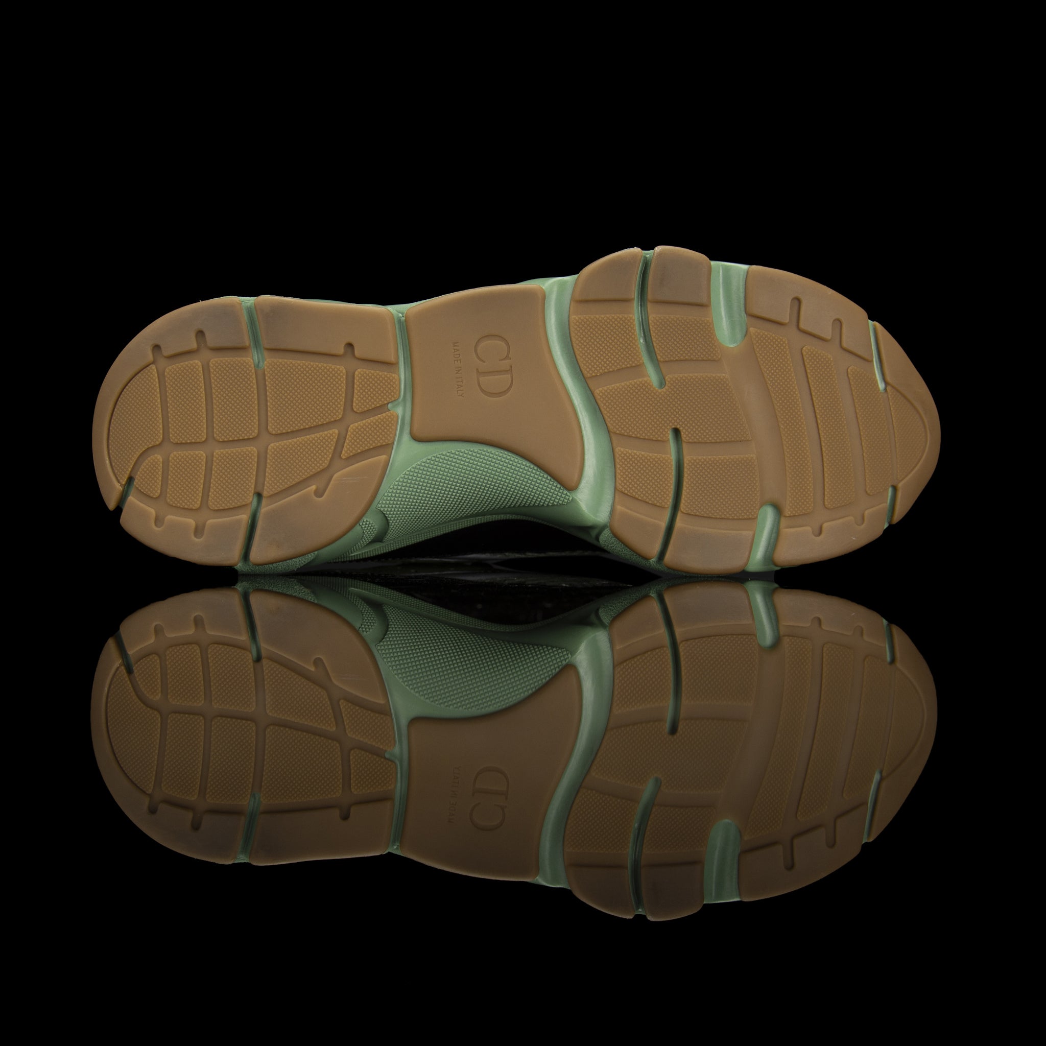 Dior Homme-B22 Sneakers-Khaki Green technical knit and black calfskin Black cotton laces Black nylon lining Khaki Green pull tab Toffee rubber sole, textured “Dior Homme” logo “Welded” construction-fabriqe.com