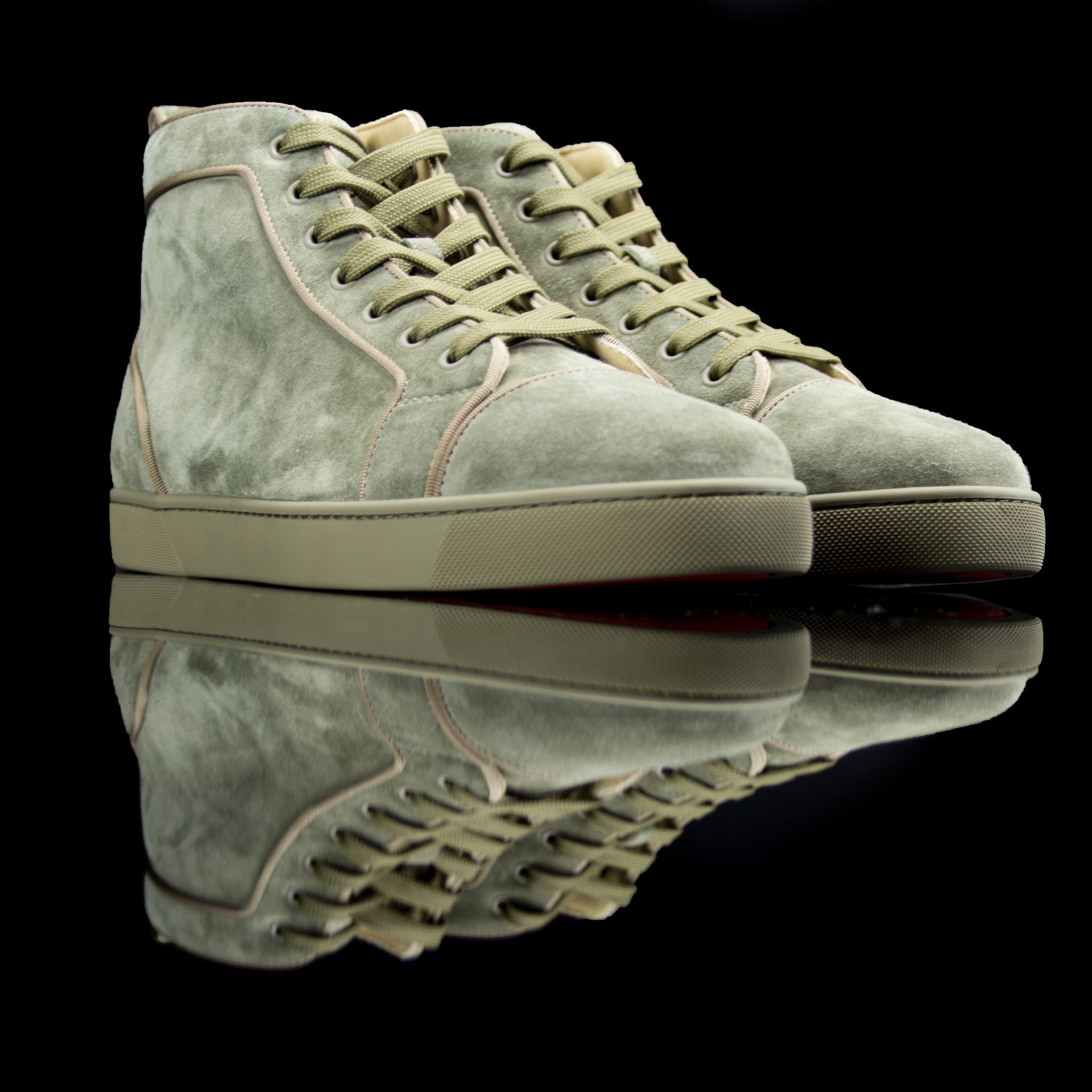 Christian Louboutin-Louis Flat high-Product Code: 3161213 Colour: Poivre Vert/Khaki Discontinued Material: Suede/Velour-fabriqe.com