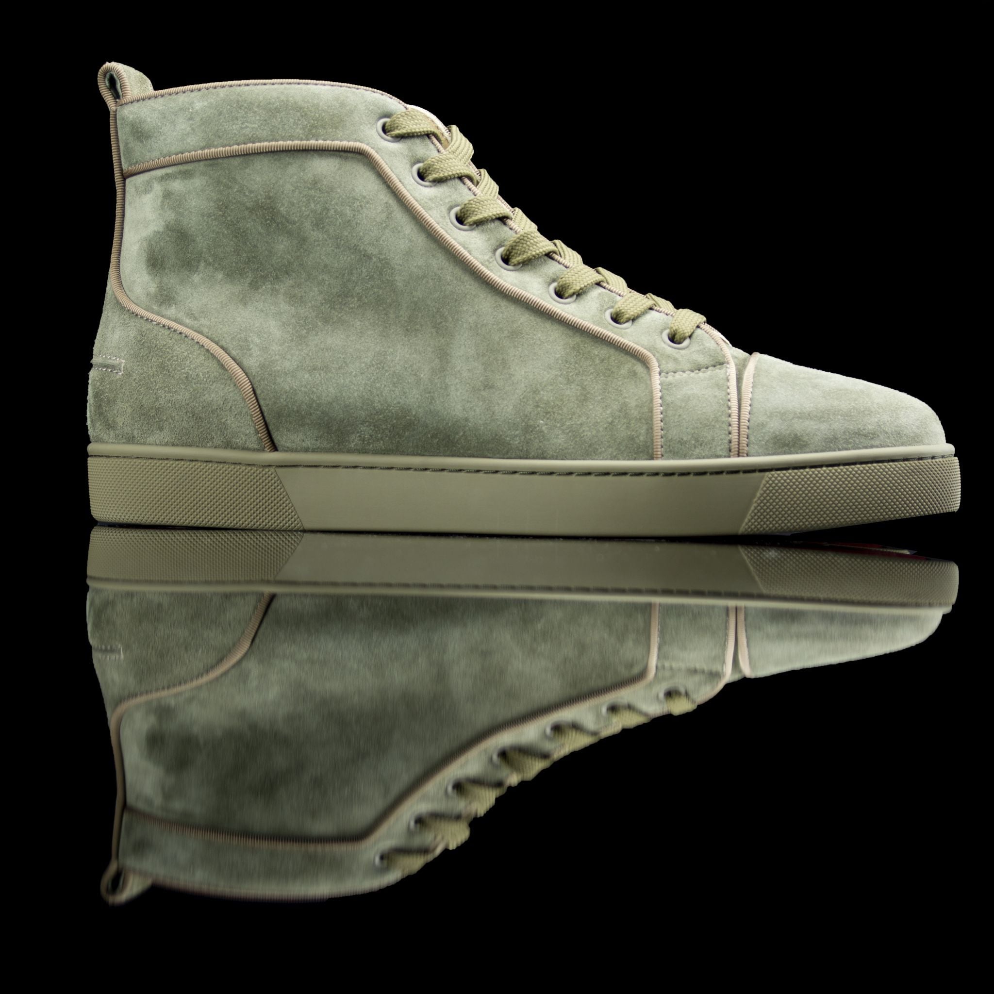 Christian Louboutin-Louis Flat high-Product Code: 3161213 Colour: Poivre Vert/Khaki Discontinued Material: Suede/Velour-fabriqe.com