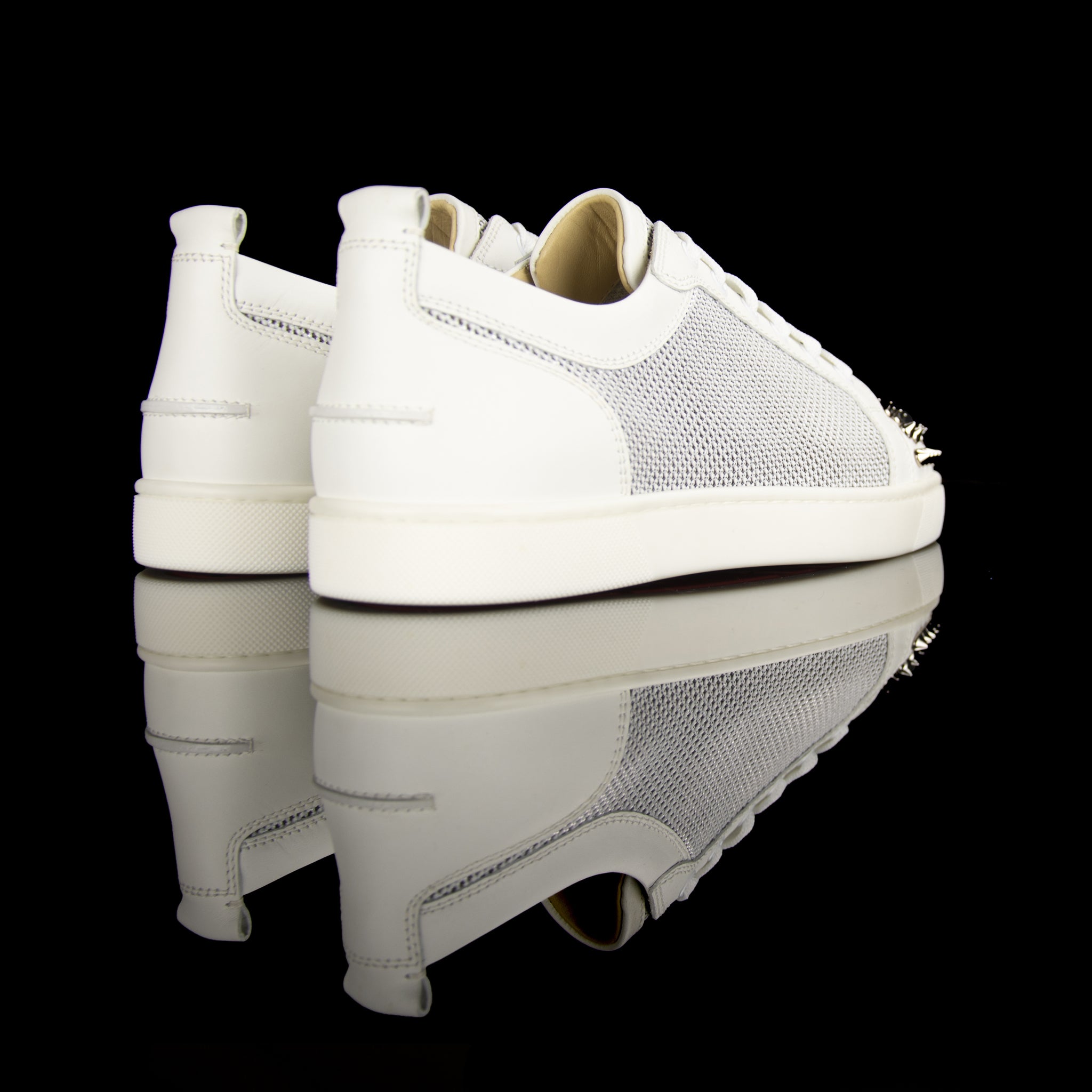 Christian Louboutin-Louis Orlato Flat Spikes-Colour: White, Silver 2017 Release Material: Calf skin leather, Metal spikes-fabriqe.com