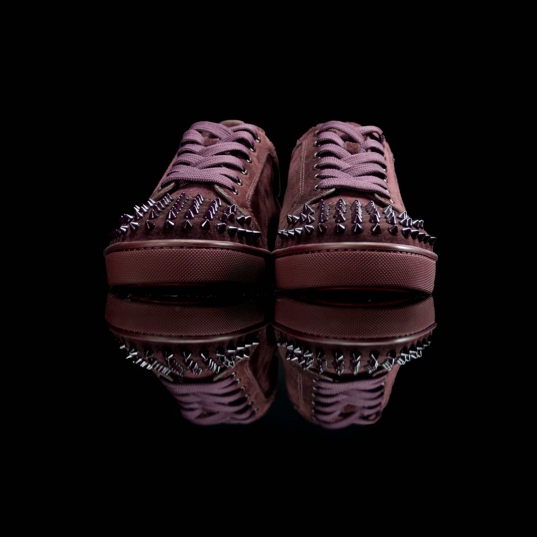 Christian Louboutin-Louis Junior Low Spikes-Product Code: Colour: Lie De Vin-Maroon 2013 Release, Discontinued Material: Leather Mesh Patent-fabriqe.com