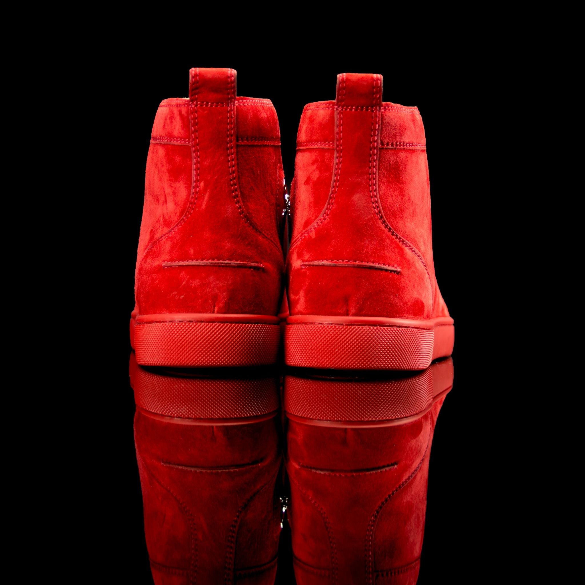 Christian Louboutin-Louis Flat High-Product Code: 3161213 Colour: Poivre Rosso/Red Discontinued Material: Suede/Velour-fabriqe.com