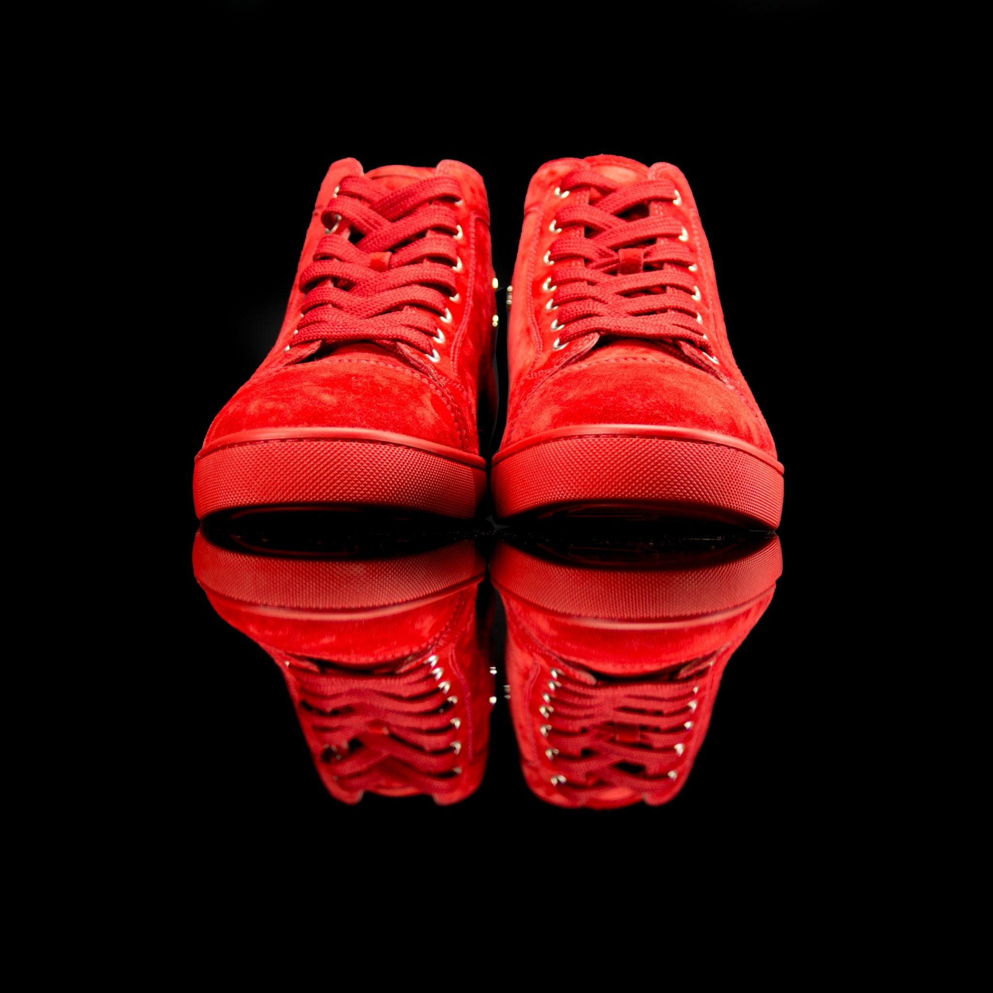 Christian Louboutin-Louis Flat High-Product Code: 3161213 Colour: Poivre Rosso/Red Discontinued Material: Suede/Velour-fabriqe.com