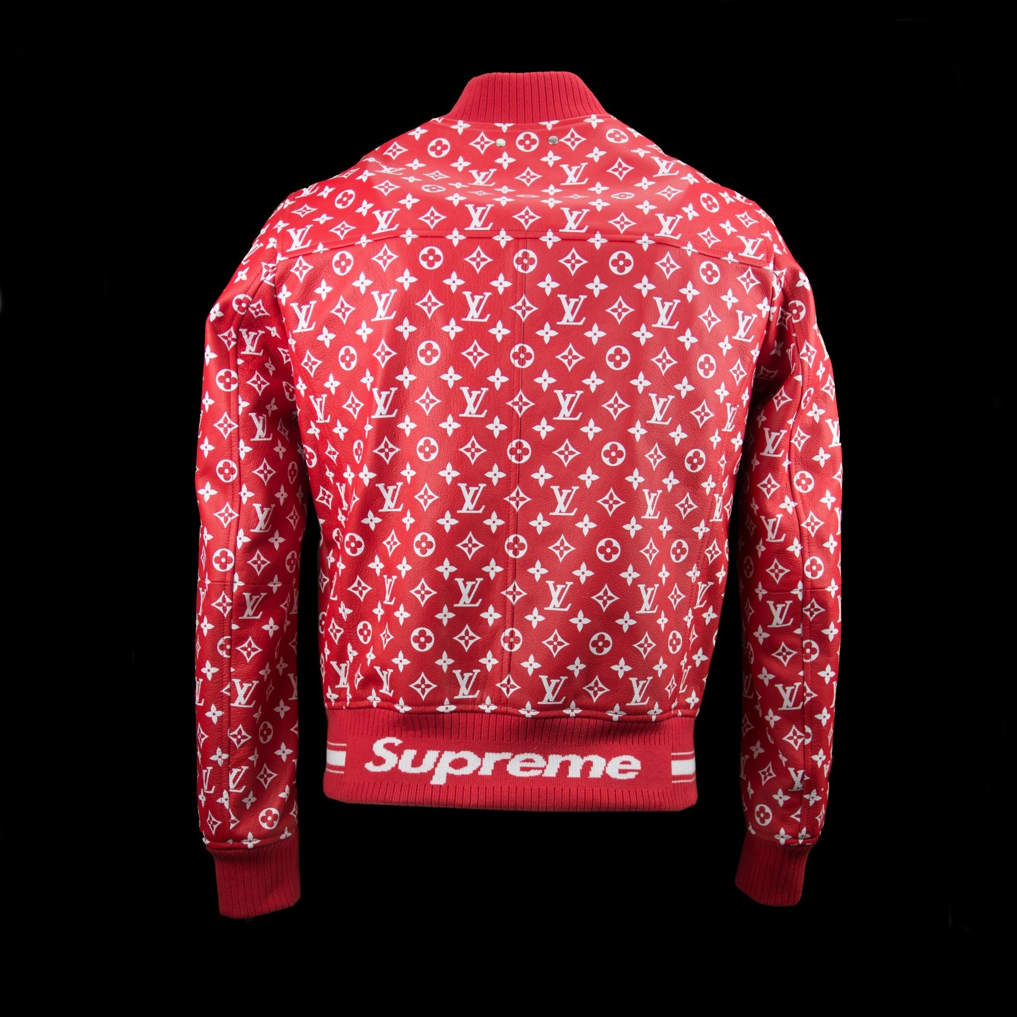 Louis Vuitton-Jacket-2017 Exclusive/Limited Release Leather Outer Red Monogram Logo Supreme Boxed Logo at Rear Waist Band-fabriqe.com