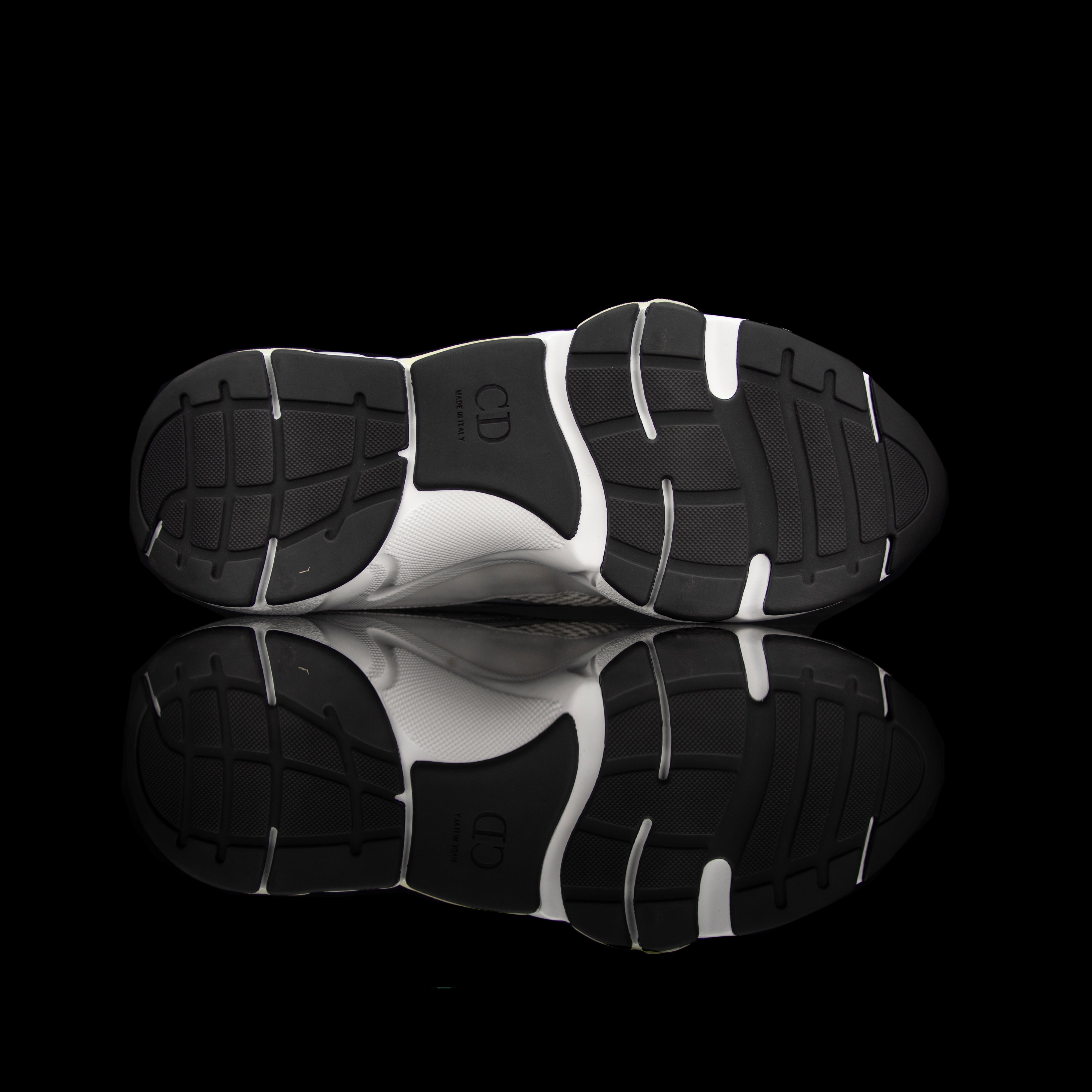Dior Homme-B22 Sneakers-White technical knit and white calfskin Reflective Material on toe White cotton laces White nylon lining Black nylon pull tab Black rubber sole, textured “Dior Homme” logo “Welded” construction-fabriqe.com
