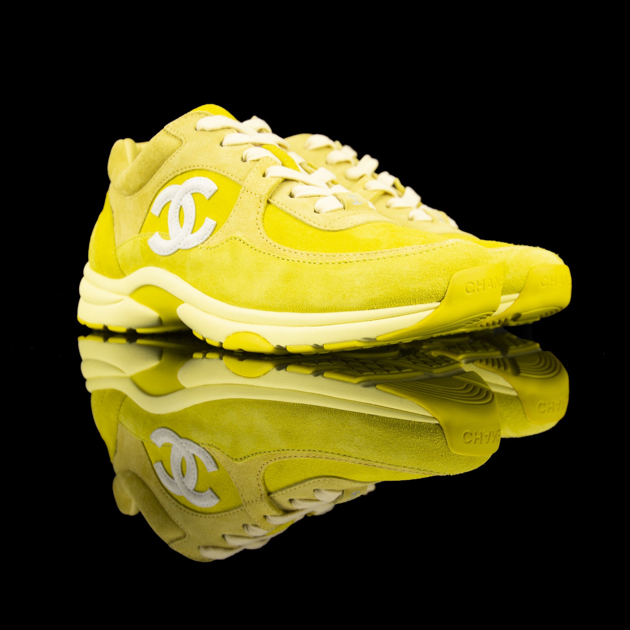 Chanel-CC Sneakers-Pre Order Duration (3-5 Working Days) CC Logo on side Yellow Suede, Rubber Sole 2019 Release Limited Stock-fabriqe.com