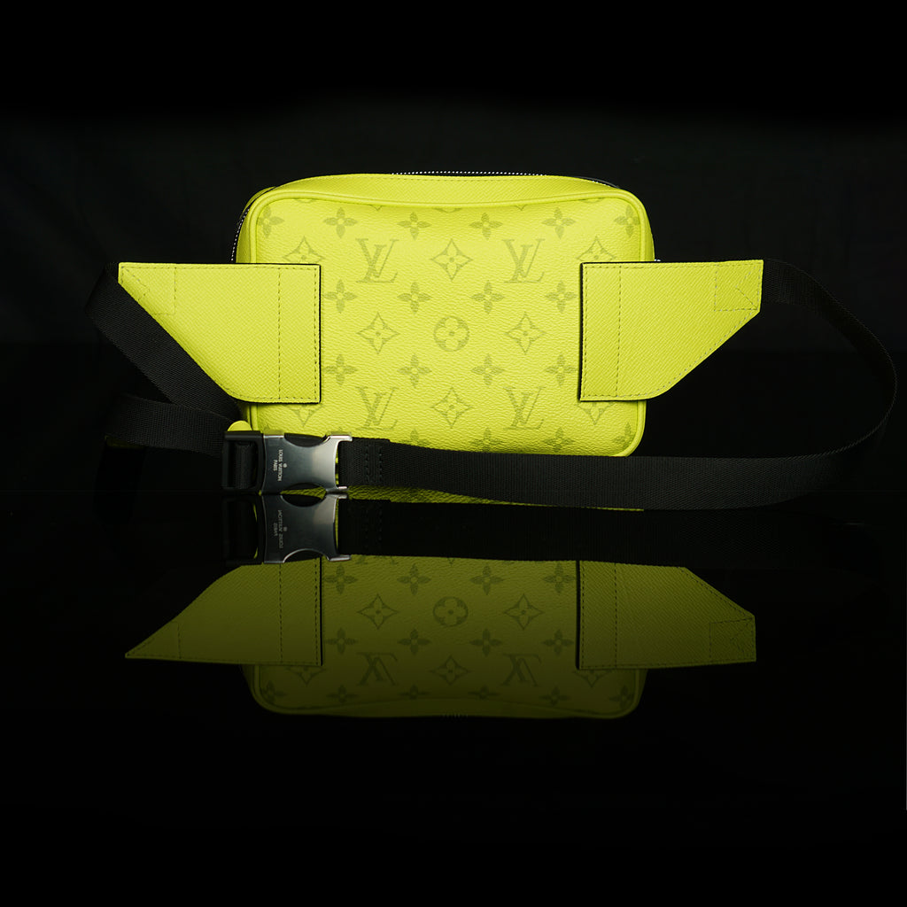 Louis Vuitton-Bumbag-8.27 x 6.69 x 1.97 inches ( length x height x width ) 20.8 x H 16.7 x W 5 cm/L 8.2 x H 6.6 x W 2.0 inches Lime Green Taïga cowhide leather and Monogram Bahia coated canvas Cowhide leather trim Textile lining Silver-colour hardware Adj