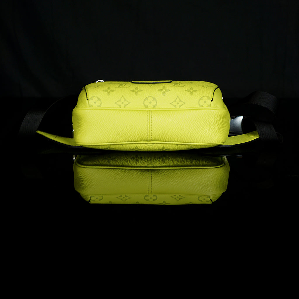 Louis Vuitton-Bumbag-8.27 x 6.69 x 1.97 inches ( length x height x width ) 20.8 x H 16.7 x W 5 cm/L 8.2 x H 6.6 x W 2.0 inches Lime Green Taïga cowhide leather and Monogram Bahia coated canvas Cowhide leather trim Textile lining Silver-colour hardware Adj