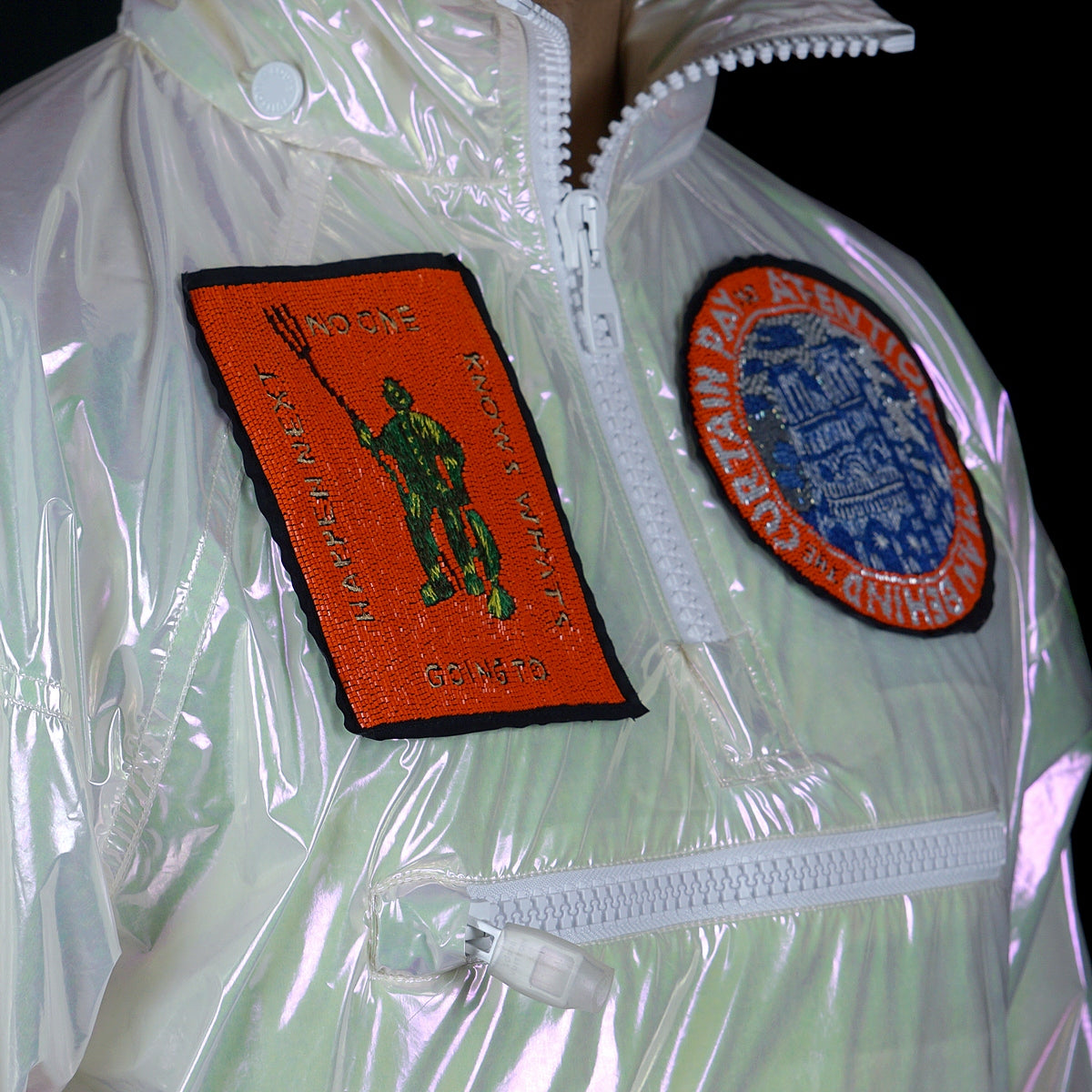 Louis Vuitton White Iridescent Ss19 Virgil Abloh Transparent Patches  Windbreaker 12lz1023 Jacket