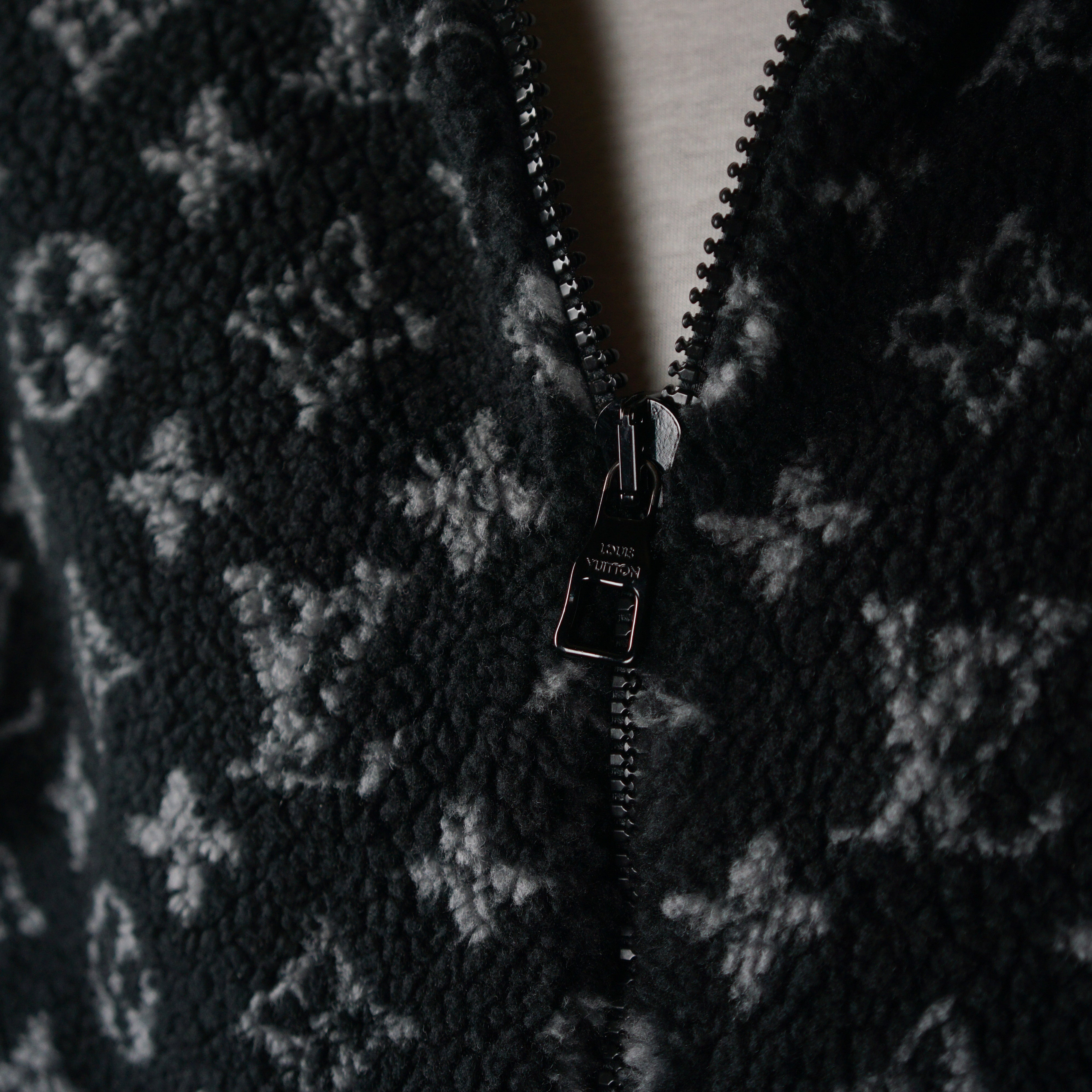 monogram jacquard fleece zip