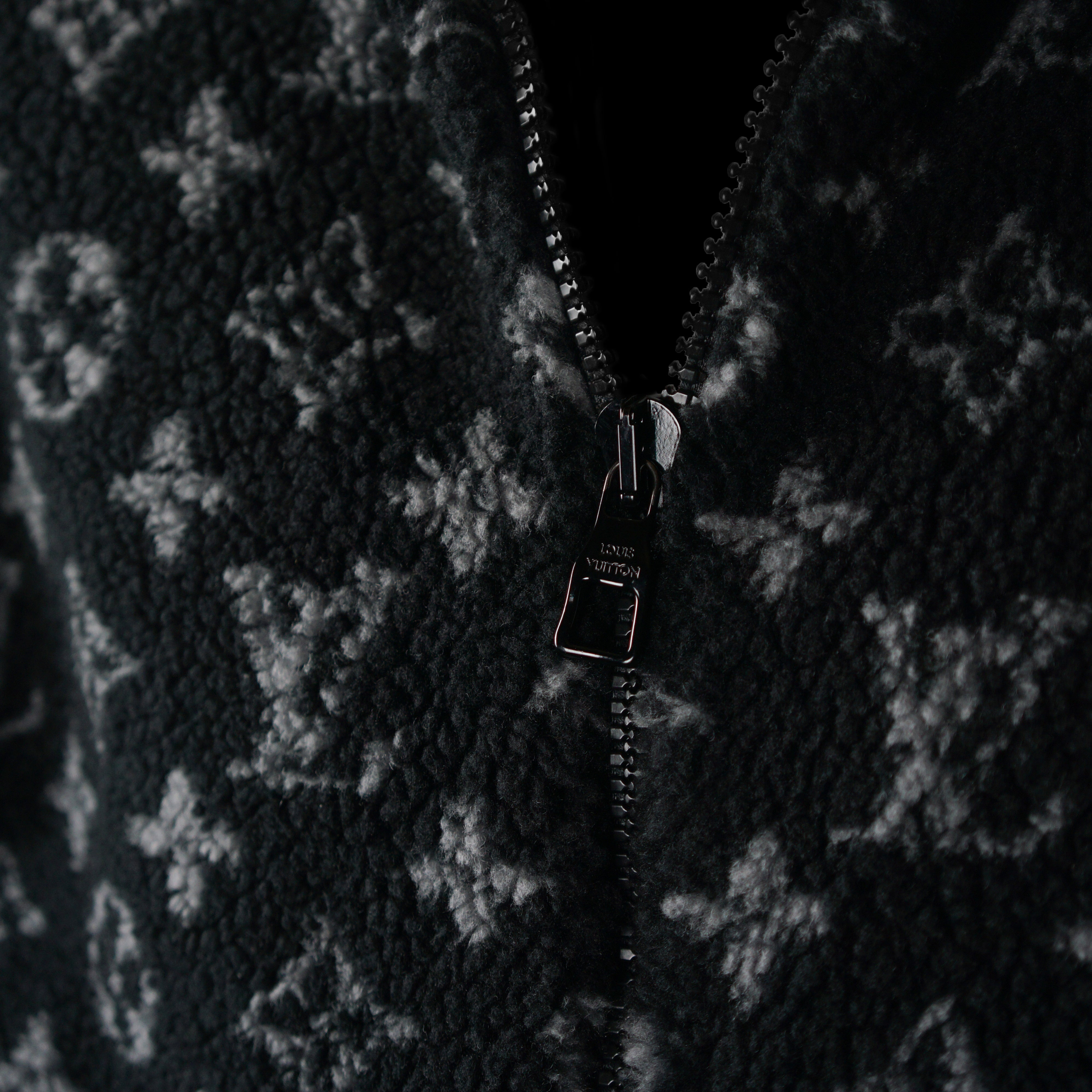 Louis Vuitton  Black 3L Mens Monogram Jacquard Fleece Zip Through