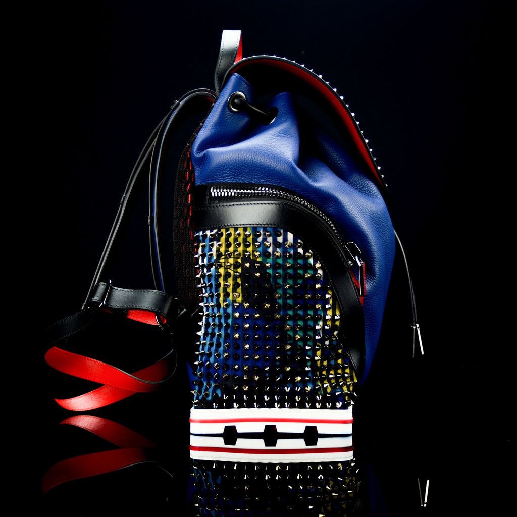 Christian Louboutin-Backpack-BL SPIKES-Leather Outer Metal Spikes Magnetic Closure Rubber Bottom-fabriqe.com