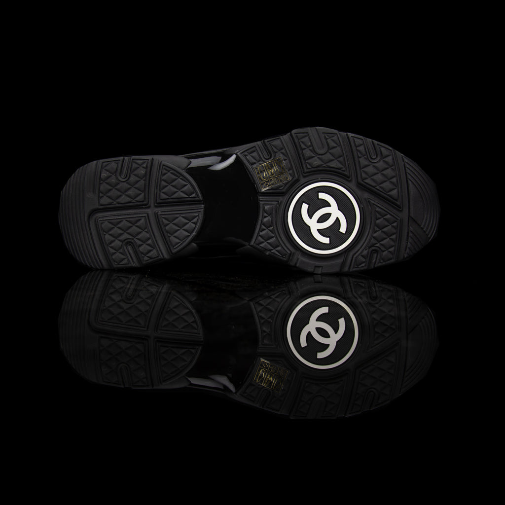 Chanel-CC Sneakers-Pre Order Duration (3-5 Working Days) CC Logo on side Black Reflective 3m pipping and back Black Release: 2019 Limited Release Suede Nylon 3m-fabriqe.com