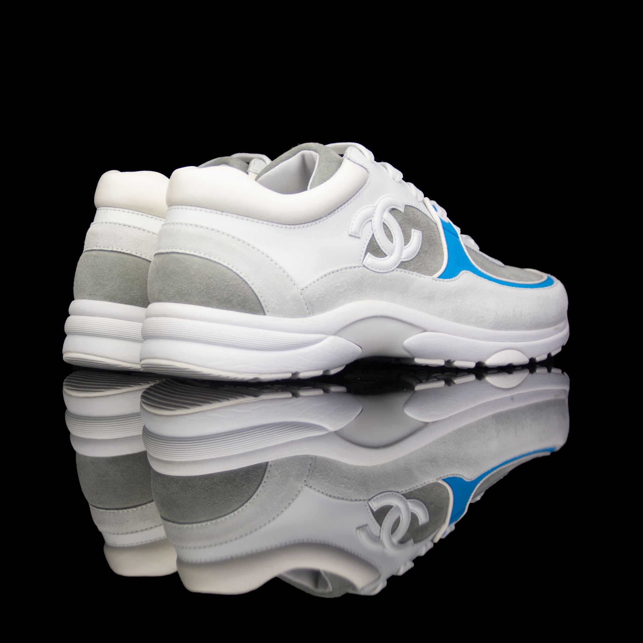 Chanel-CC Sneakers-Pre Order Duration (3-5 Working Days) CC Logo on side Cream, White,Grey, Royal Blue Suede, Rubber Sole 2018 Release Limited Stock Chanel CCs crafted in leather and suede fabric sports CC branding on the side. Composed in leather with th