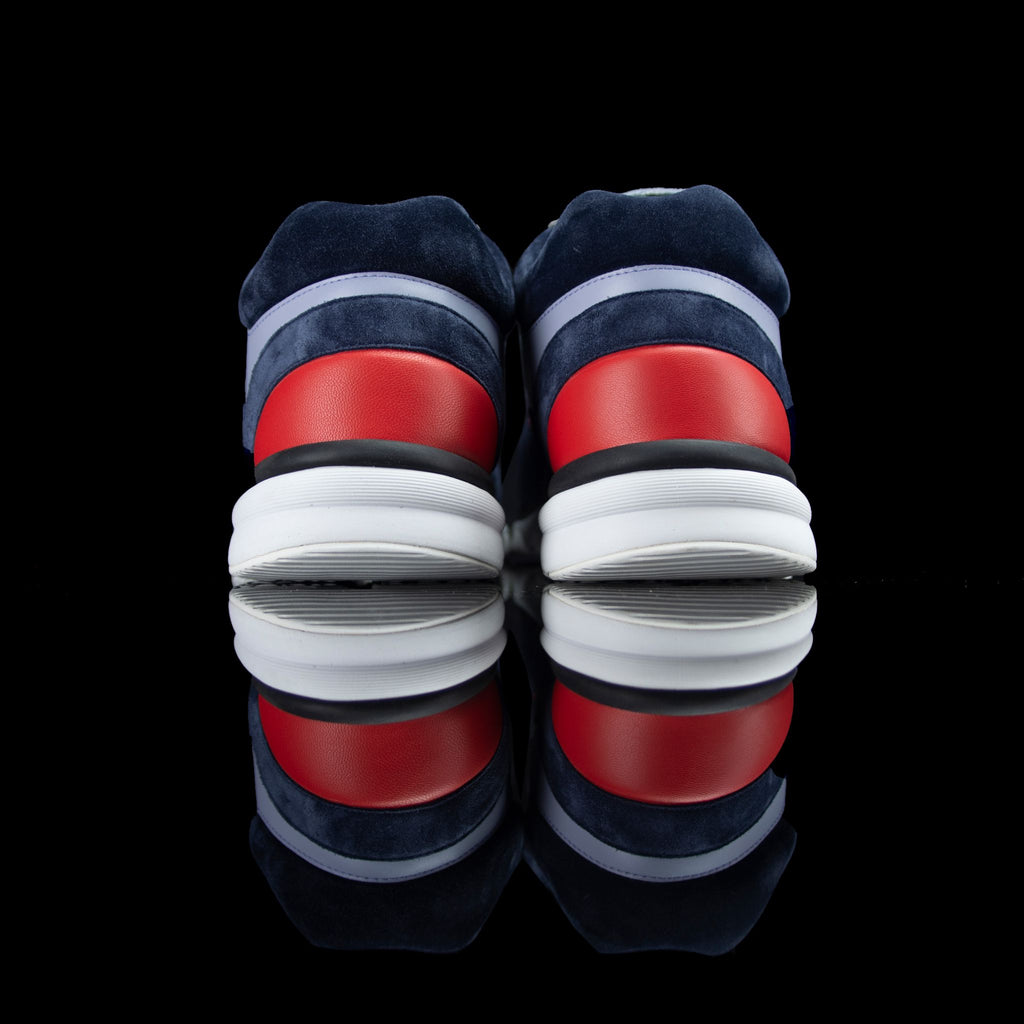Chanel-CC Sneakers-CC Logo on side Corduroy Material, Leather, Suede. Navy, Grey, Red Rubber Sole 2018 Release Limited Stock-fabriqe.com