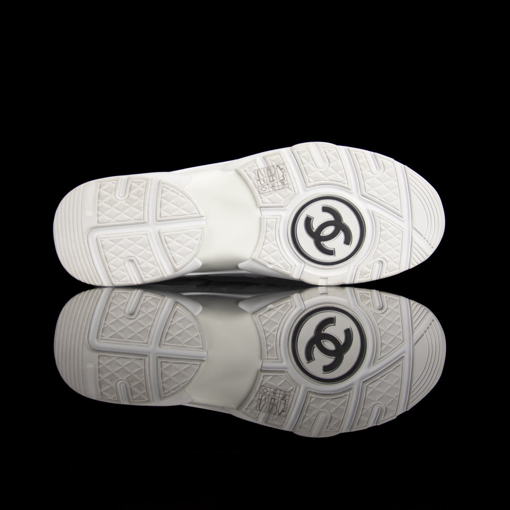 Chanel-CC Sneakers-Pre Order Duration (3-5 Working Days) This item is classed as Women’s CC Logo on side White, Grey, Blue Release: 2018 Limited Release Lambskin Leather & Calf Skin Suede-fabriqe.com
