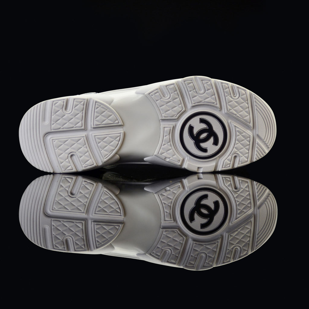 Chanel-CC Sneakers-This item is classed as Women's CC Logo on side White/Transparent Rubber Sole 2018 Release Limited Stock-fabriqe.com