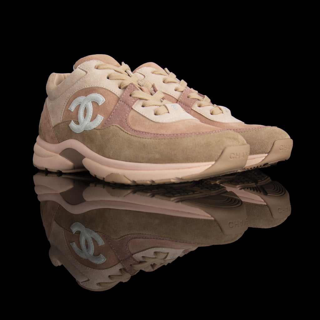 Chanel-CC Sneakers-Pre Order Duration (3-5 Working Days) This item is classed as Women’s CC Logo on side Beige, Pink, Release: 2019 Limited Release Lambskin Suede-fabriqe.com