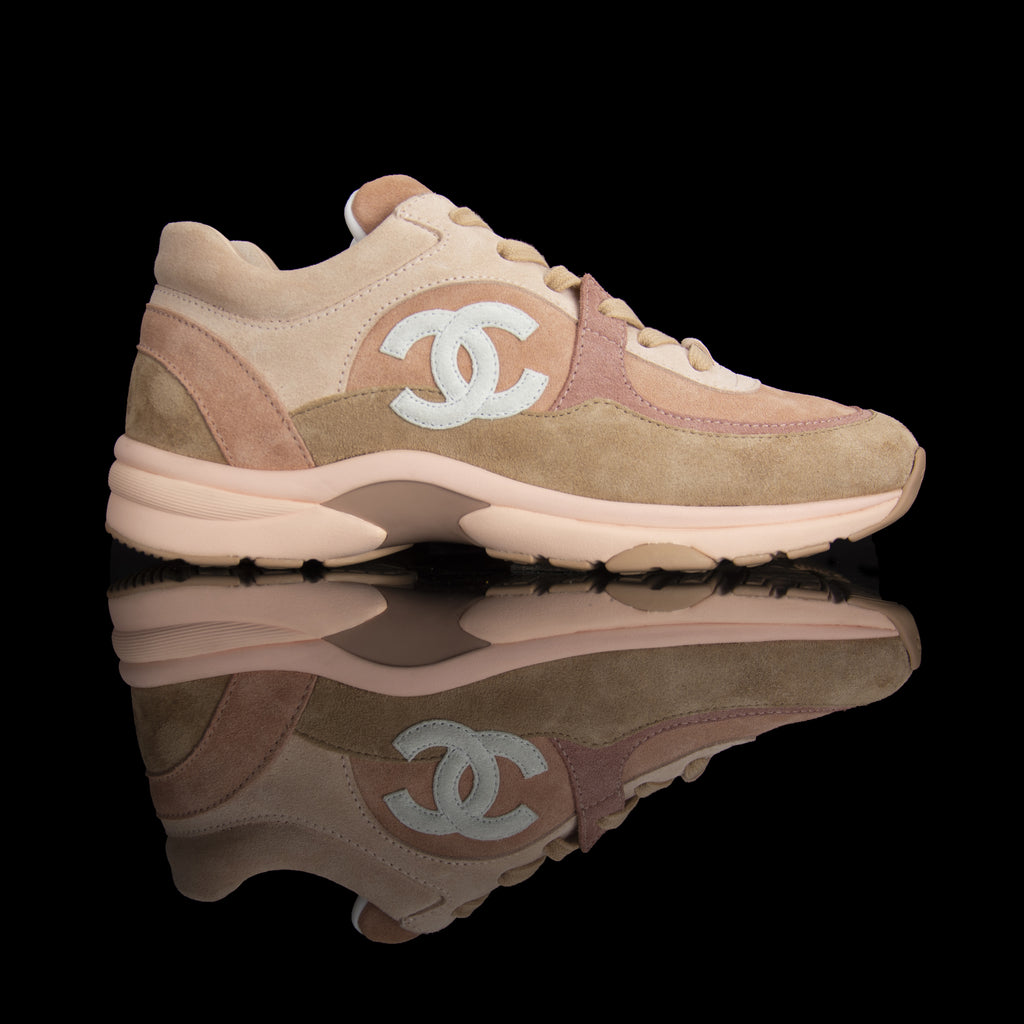 Chanel-CC Sneakers-Pre Order Duration (3-5 Working Days) This item is classed as Women’s CC Logo on side Beige, Pink, Release: 2019 Limited Release Lambskin Suede-fabriqe.com