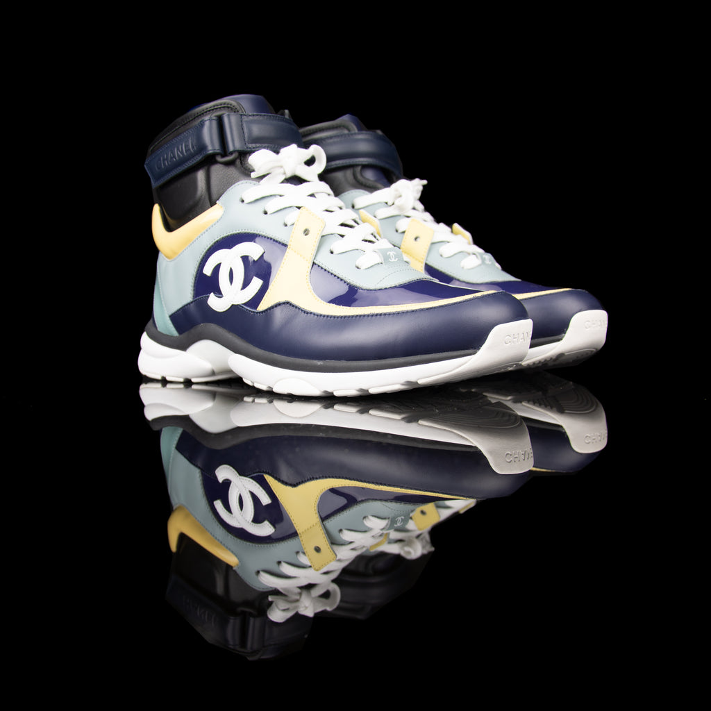 Chanel-CC Sneakers-Pre Order Duration (3-5 Working Days) CC Logo on side Multi Patent, Blue Teal, Yellow Leather Patent Rubber Sole 2019 Release Limited Stock Chanel CCs crafted in leather and patent fabric sports CC branding on the side. Composed in leather with the patent finish and platformed on rubber sole. Also, the colour of sky blue, navy blue and cream is sure to grab the spotlight!-fabriqe.com