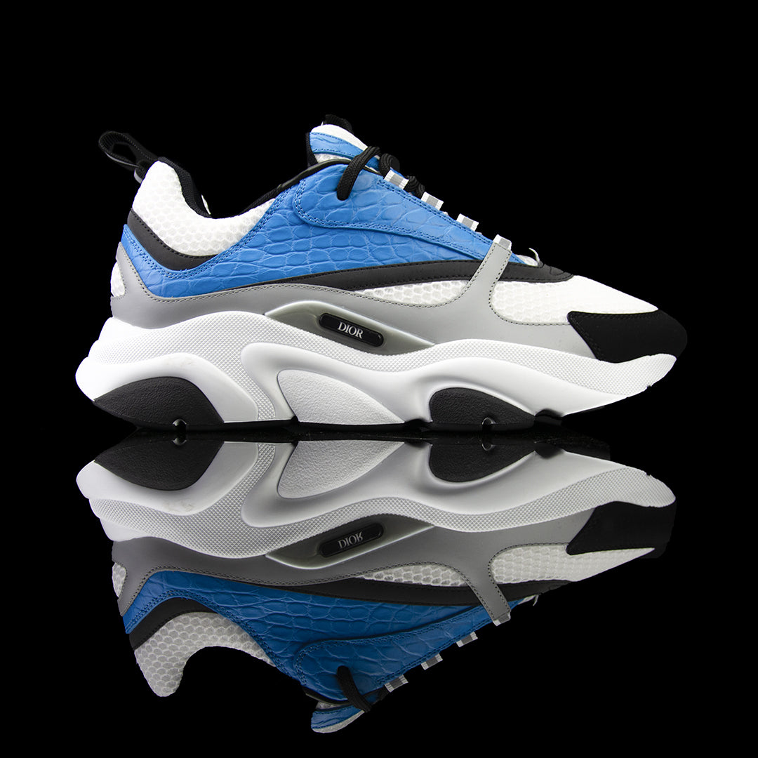 Dior - B22 Sneaker White and Gray Technical Mesh with Blue, Black and Gray Calfskin - Size 45 - Men