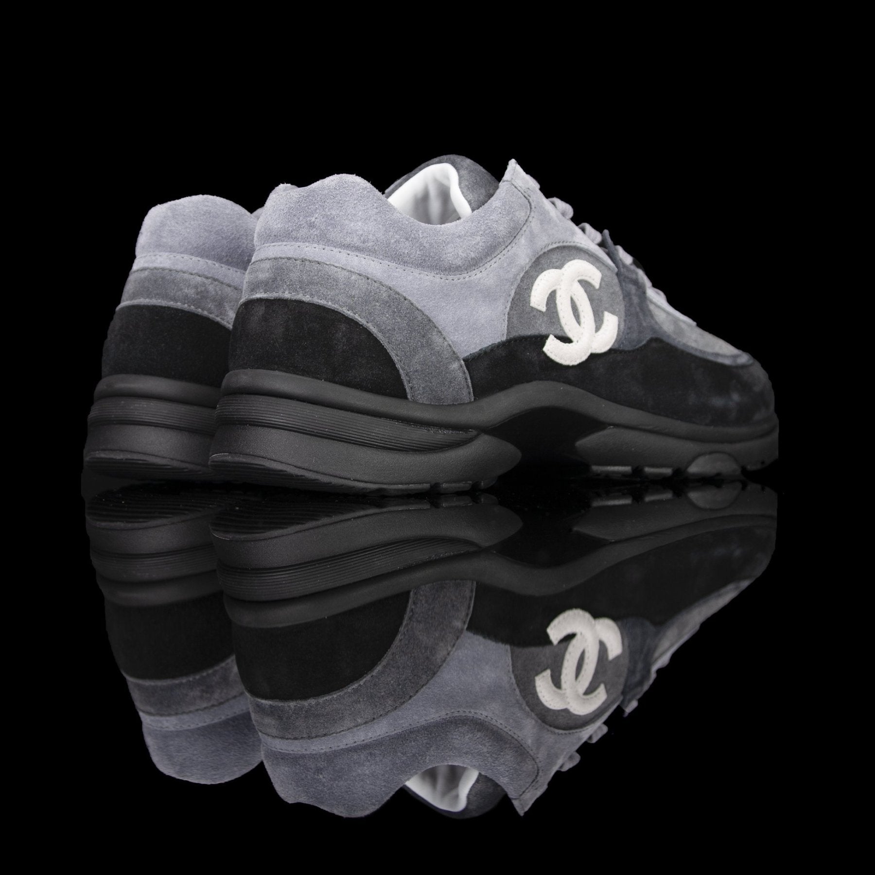 Chanel-CC Sneakers-Pre Order Duration (3-5 Working Days) CC Logo on side Grey Black Suede. Rubber Sole 2019 Release Limited Stock-fabriqe.com