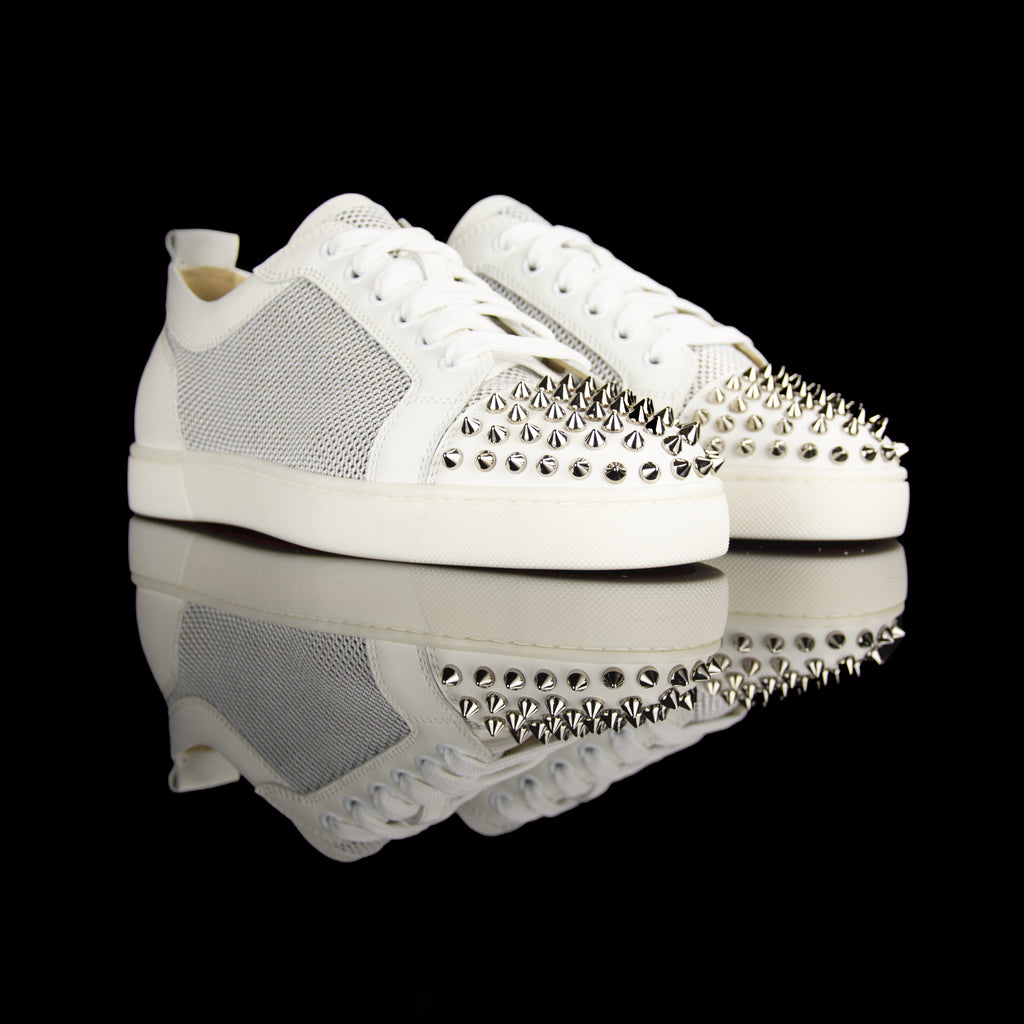 Christian Louboutin-Louis Orlato Flat Spikes-Colour: White, Silver 2017 Release Material: Calf skin leather, Metal spikes-fabriqe.com