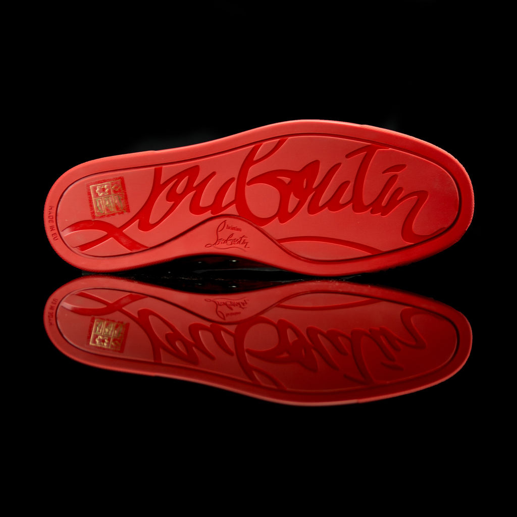 Christian Louboutin-Louis Flat High-Product Code: 3161213 Colour: Poivre Rosso/Red Discontinued Material: Suede/Velour-fabriqe.com
