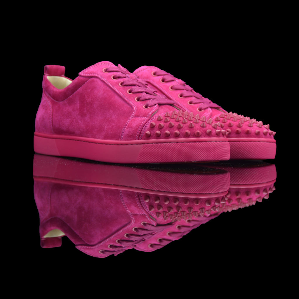 Christian Louboutin-Louis Junior Low Spikes-Product Code: 1130575 Colour: Fusain - Rosa-Pink 2015 Release Limited Stock Material: Suede Velours, Metal Spikes-fabriqe.com