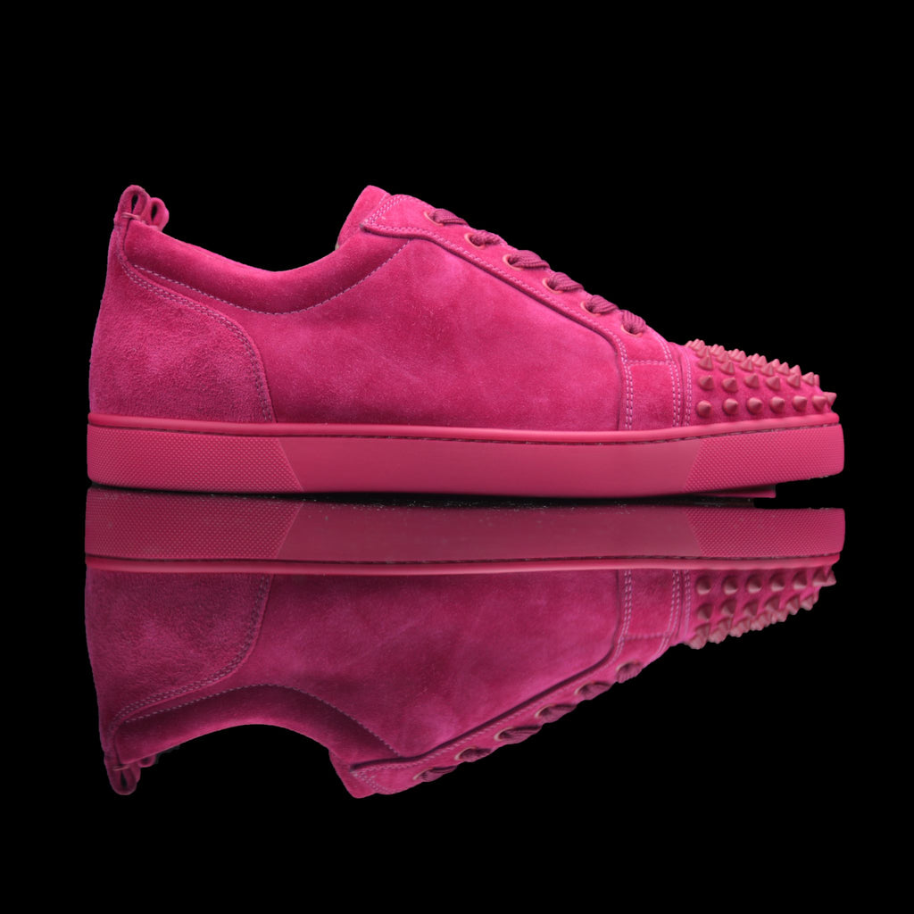 Christian Louboutin-Louis Junior Low Spikes-Product Code: 1130575 Colour: Fusain - Rosa-Pink 2015 Release Limited Stock Material: Suede Velours, Metal Spikes-fabriqe.com