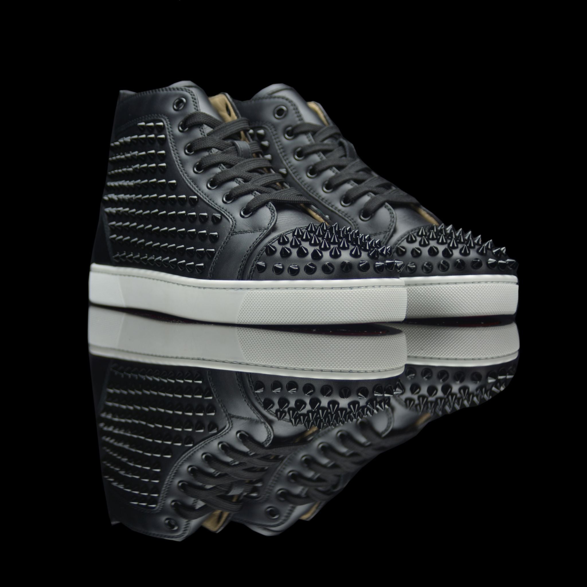 Louis Spikes - Sneakers - Calf leather and spikes - Black