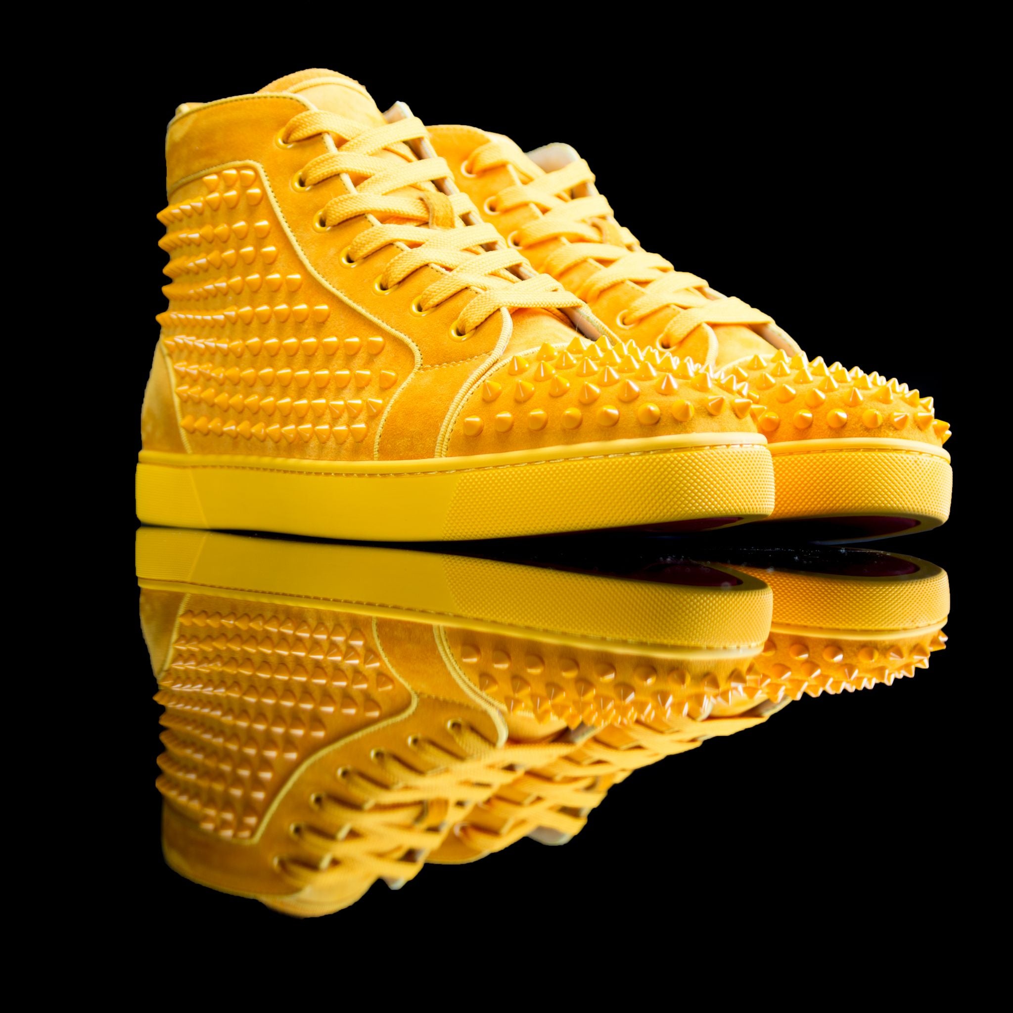 Christian Louboutin, Shoes, Suede Mustard Color Christian Louboutin Spike  Sneakers Louis