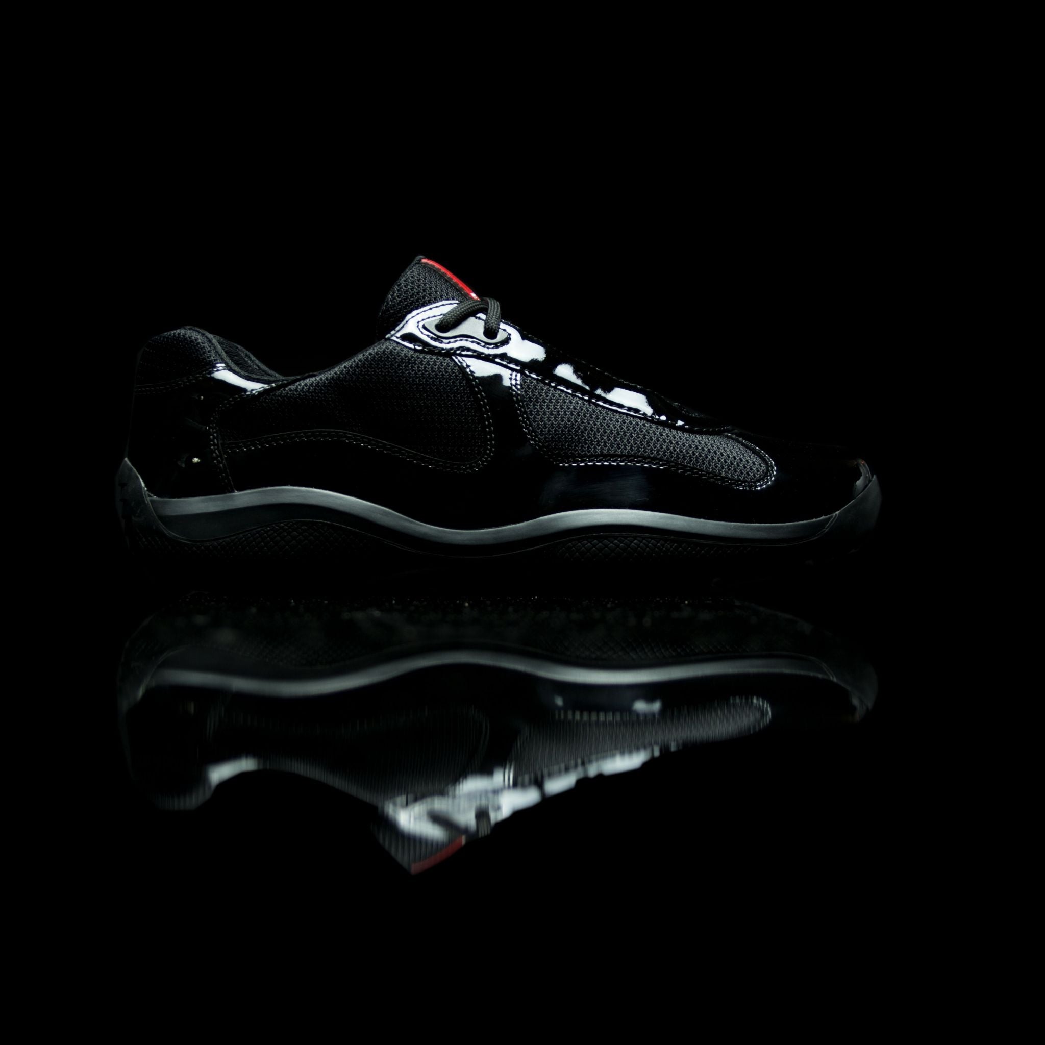 Prada-Americas World Cup-Product Code: PS0906 Colour: Nero-Black Patent Classic Material: Patent Leather, Mesh-fabriqe.com