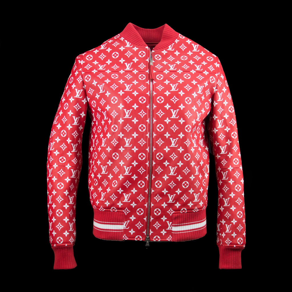 Louis Vuitton-Jacket-2017 Exclusive/Limited Release Leather Outer Red Monogram Logo Supreme Boxed Logo at Rear Waist Band-fabriqe.com