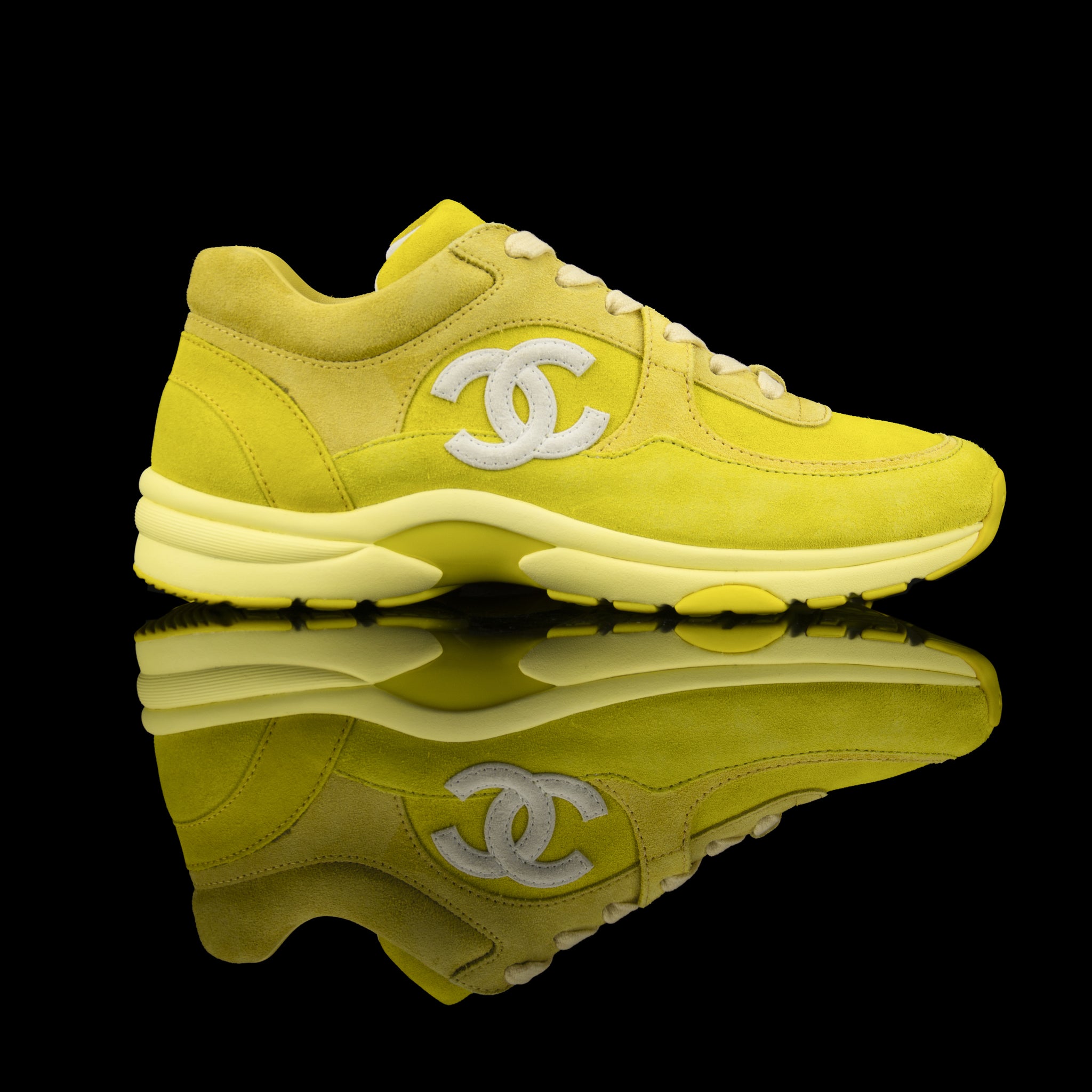 Chanel-CC Sneakers-Pre Order Duration (3-5 Working Days) CC Logo on side Yellow Suede, Rubber Sole 2019 Release Limited Stock-fabriqe.com